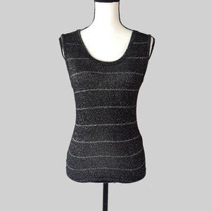 Vintage 1990s Noble U Black & Silver Metallic Knit Tank Size S